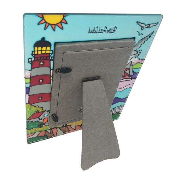 Hand Painted Lighthouse Stained Glass Picture Frame 3.5 x 5 Hilton Head Island - Picture 7 of 8